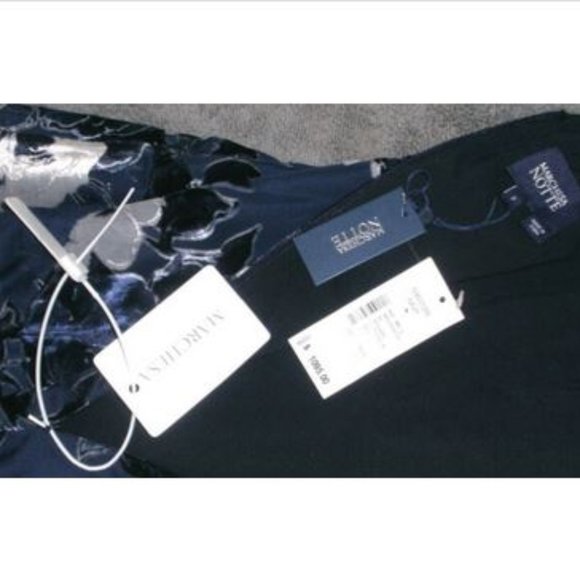 NWT Marchesa Notte Blue Floral Sleeveless Tiered Burnout Gown Dress 2 - Picture 9 of 12